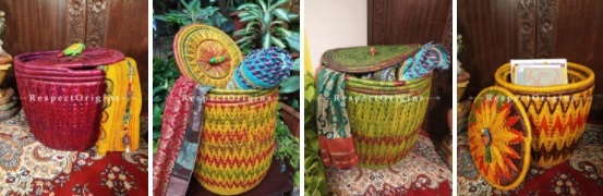 Moonj grass hand woven laundry basket
