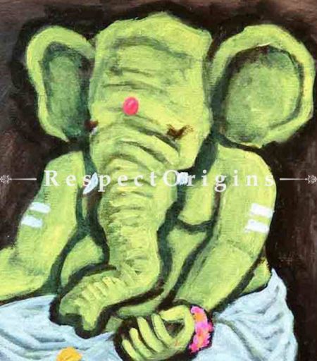 Chaturbhuj; Ganesha Painting; Acrylic Color On Paper; 8x8 in
