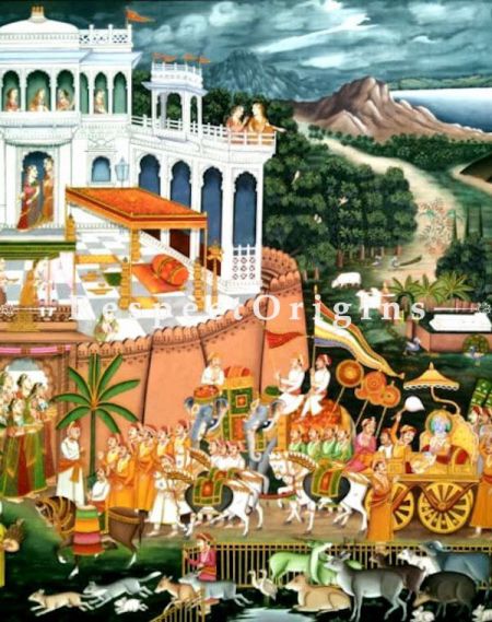 Buy Kaliavardhana; Krishna; Kerala Mural Art On Canvas; Vertical Print  at RespectOrigins.com