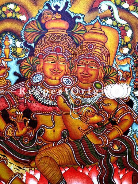 Buy Shakthipanjakshari - Shiva Family Kerala Mural Art - 45X32 inches;RespectOrigins