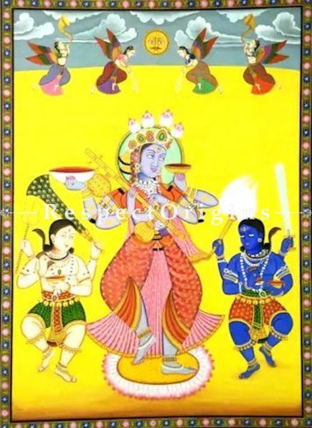 Buy Goddess Saraswati- Kerala Mural Art Painting On Canvas; Vertical Print  at RespectOrigins.com