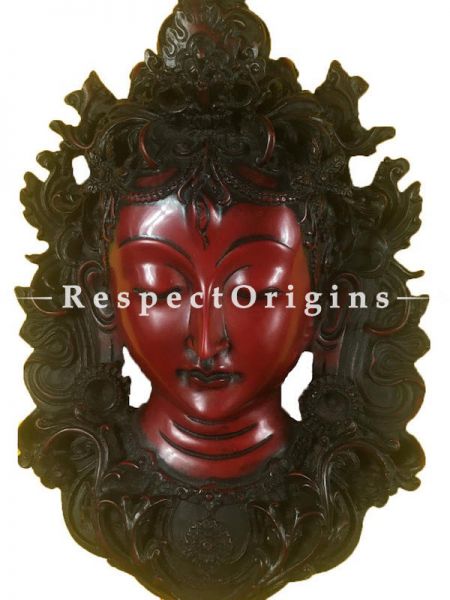Buy Wall Mask; Wall Art; Handcrafted Lord Shiva; Marble; Size 8x3x12 in, Red At RespectOrigins.com