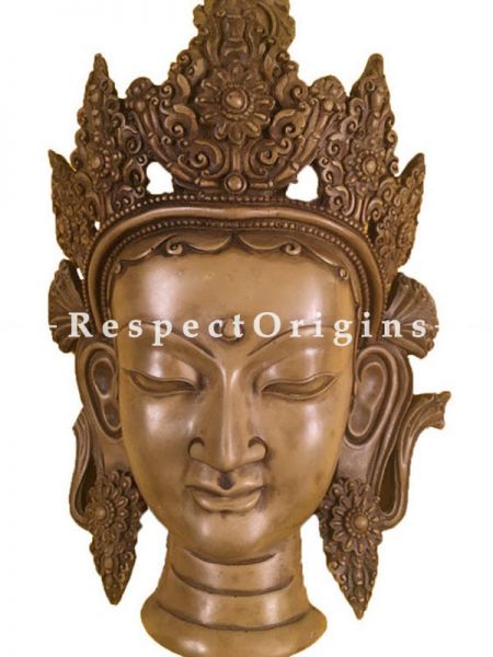 Buy Wall Mask; Wall Art; Handcrafted Joyful Goddess Tara; Marble; Beige; Size 9x5x15 in At RespectOrigins.com