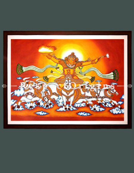Buy Lord Surya - Lord Surya- Sun God- Painting Kerala Mural Art 42x60;RespectOrigins