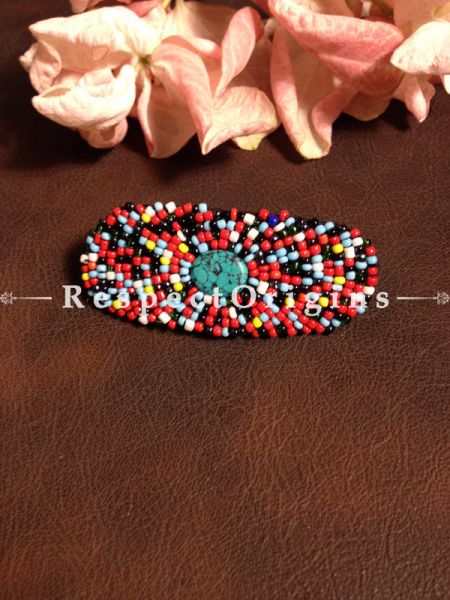 Buy Handmade Blue,Red & Yellow Coral Beads Ladakhi Hair Clips At RespectOrigins.com