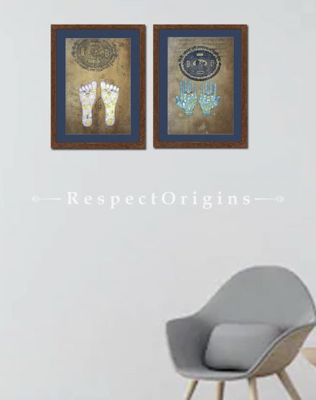 Buy A Set of 2 Vintage Miniature Paintings of Chakras; Vertical; Traditional Rajasthani Wall Art at RespectOrigins.com