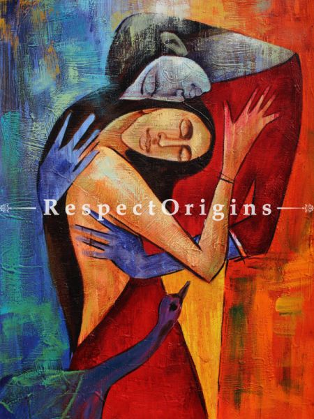 Horizontal Art Painting of Affectionate ;Acrylic on Canvas; 35in X 24in at RespectOrigins.com