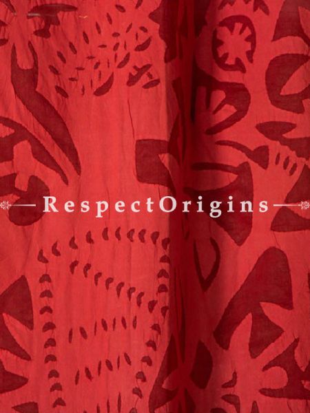 Buy Elegant Lady With Floral Design Red Applique Cut Work Cotton Window or Door Curtain; Pair; Handcrafted At RespectOrigins.com