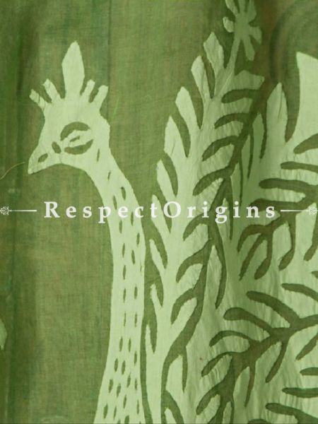 Buy Stunning Green Peacock Design Applique Cut Work Cotton Window or Door Curtain; Pair At RespectOrigins.com