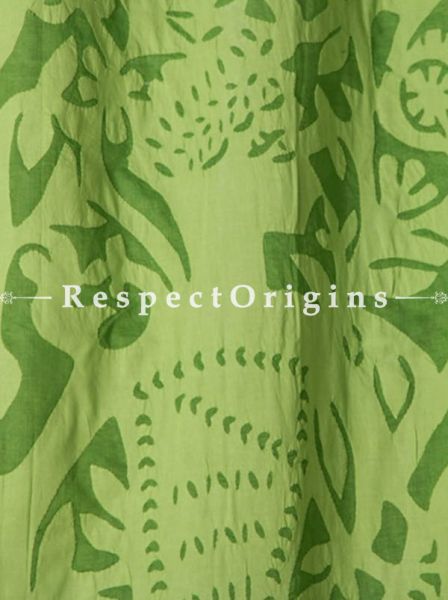Buy Pretty Lady With Floral Design Applique Cut Work Cotton Window or Door Curtain; Green; Pair; Handcrafted At RespectOrigins.com