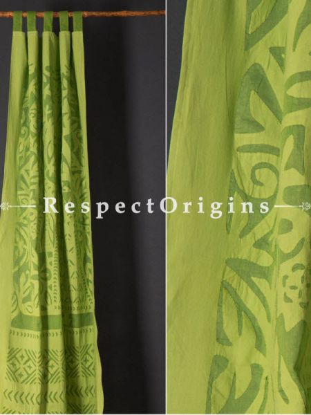 Buy Gorgeous Lady With Floral Design Green Applique Cut Work Cotton Window or Door Curtain; Pair; Handcrafted At RespectOrigins.com