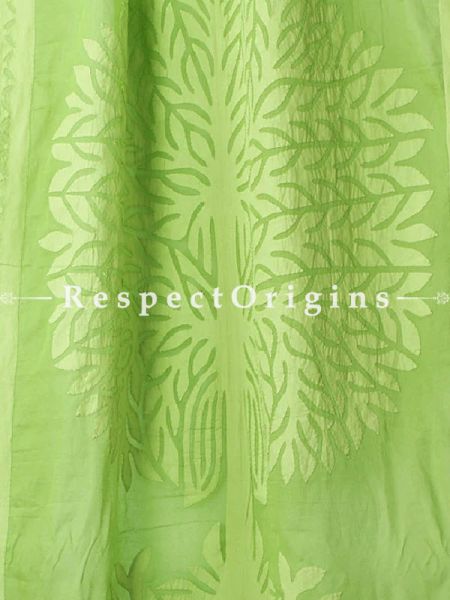 Buy Fabulous Light Green Tree Floral Design Applique Cut Work Cotton Window or Door Curtain; Pair; Handcrafted At RespectOrigins.com