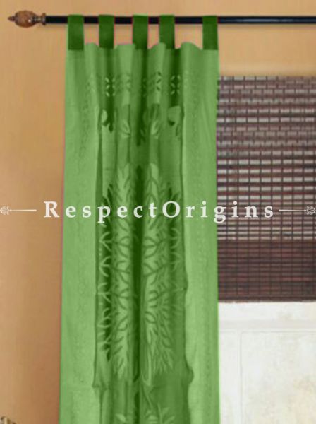Buy Fabulous Green Tree Floral Design Applique Cut Work Cotton Window or Door Curtain; Pair; Handcrafted At RespectOrigins.com