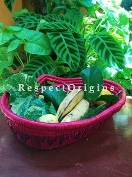 Buy Healthy Vibrance in Handwoven Pink Organic Moonj Grass Fruit or Knick-knack Oval Basketat  at RespectOrigins.com