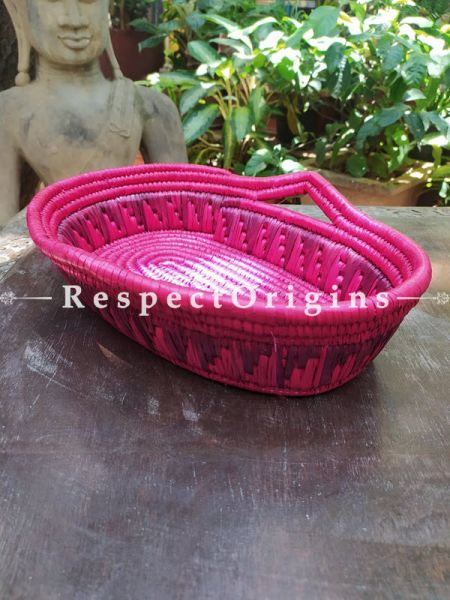 Buy Healthy Vibrance in Handwoven Pink Organic Moonj Grass Fruit or Knick-knack Oval Basketat  at RespectOrigins.com