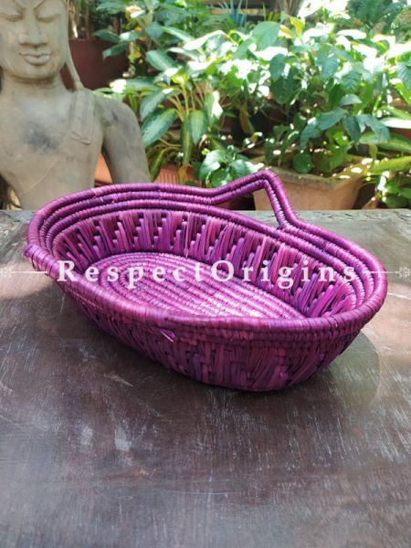 Buy Healthy Vibrance in Handwoven Purple Organic Moonj Grass Fruit or Knick-knack Oval Basket at RespectOrigins.com