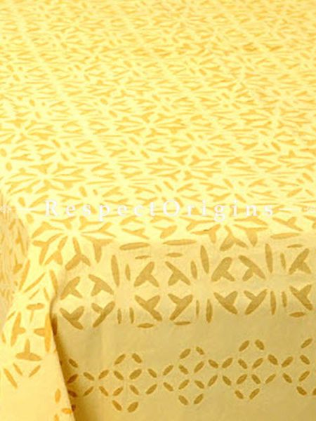 Buy Rajasthani Applique Work Light Yellow Bed Cover; Double, Cotton, 90x108 in At RespectOrigins.com