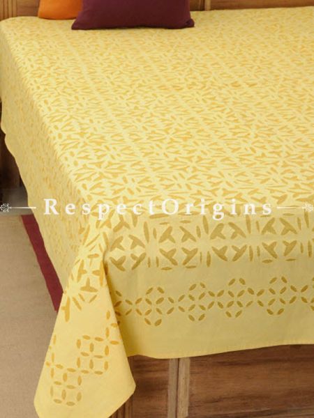 Buy Rajasthani Applique Work Light Yellow Bed Cover; Double, Cotton, 90x108 in At RespectOrigins.com