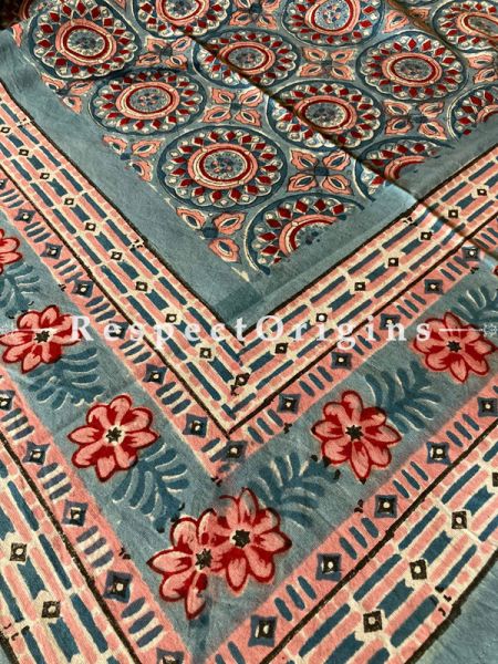 Le Provence Collection! Hand Block-printed Floral Cotton Tablecloth for Al Fresco or Indoor Dining.; RespectOrigins.com