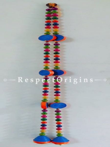Door String-ColorfulThe pair of multicolor door strings is 4 feet and is made from handcrafted paper beads and wooden beads; RespectOrigins.com
