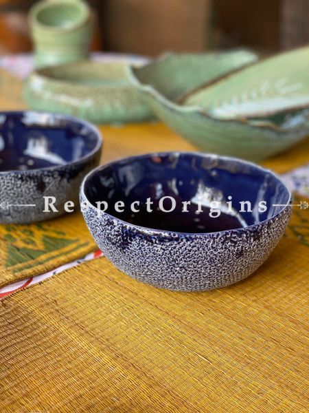 Set of Two; Ceramic Serving Bowl/Mixing Bowls/Dinner Bowl Snack Bowl Khurja Pottery; Best for Gifting; RespectOrigins.com