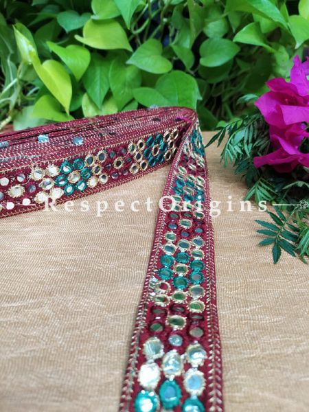 Beautiful Embroidered Silk Border; With Red Base Mirror Work; RespectOrigins.com