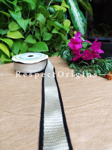 Beautiful Embroidered Silk Border; With Black Base & Silver Gota Work; RespectOrigins.com