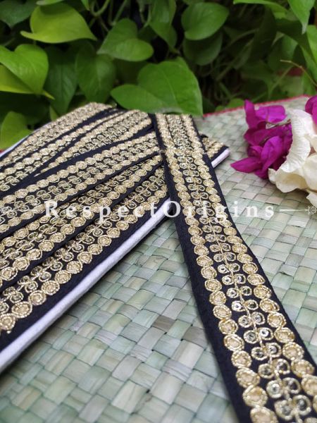 Beautiful Embroidered Silk Border; With Black Base & Golden Gota Work; RespectOrigins.com