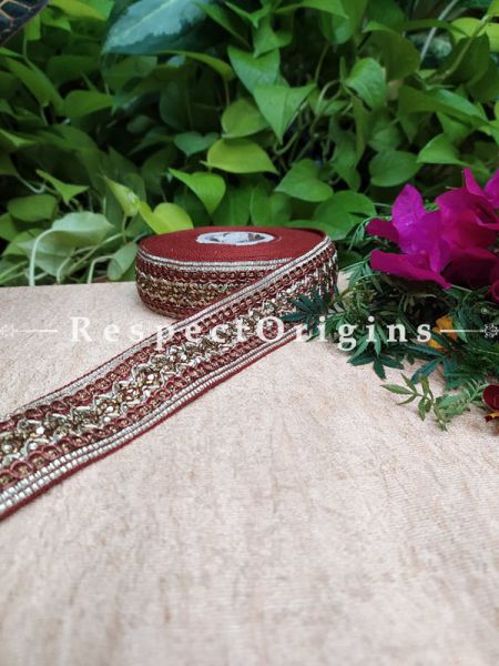 Beautiful Embroidered Silk Border; With Red & White Work; RespectOrigins.com