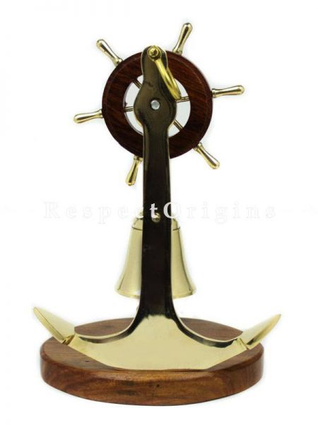 Buy Anchor Studded with Nautical Ship Wheel Mounted Premium Polished Brass Desk Decor At RespectOrigins.com