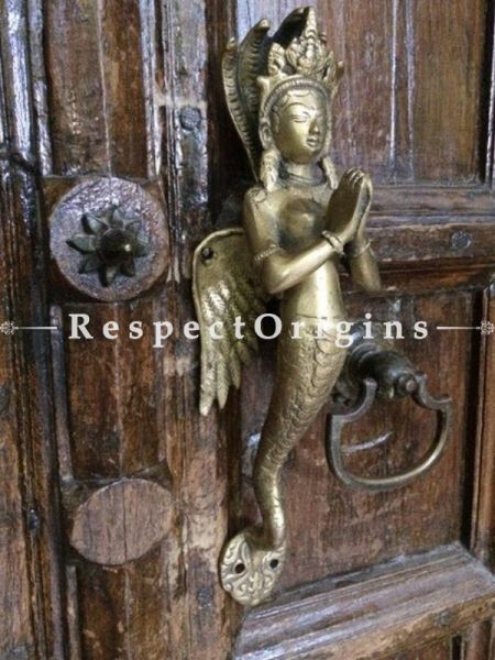 Stunning Handcrafted Mansa Devi Brass Door Handle Gift; 13 Inches; RespectOrigins.com