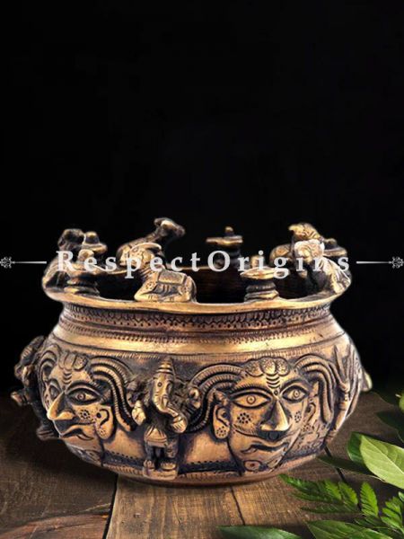 Buy Bronze Shivling And Nandi On The Rim of The Pot At RespectOrigins.com