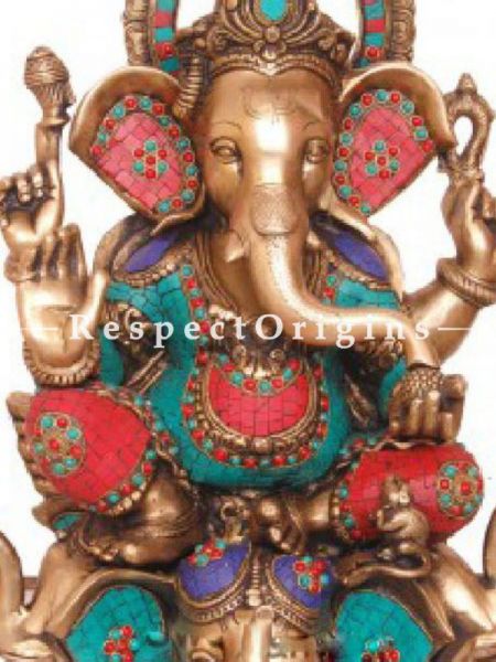 Buy Colorful Lord Ganesha Brass Statue; 25 inch At RespectOrigins.com