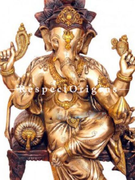 Buy Handcrafted Pure Brass Idol of Lord Ganesha; 20 inch At RespectOrigins.com