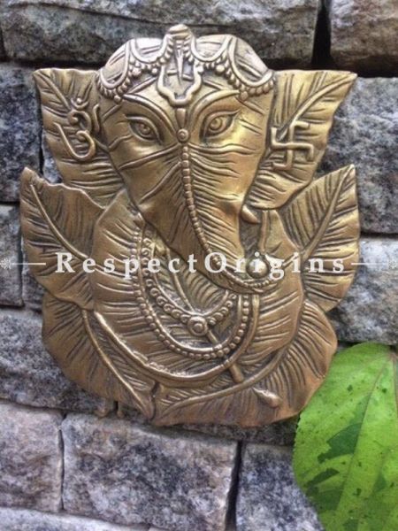 Handcrafted Leaf Design Ganesha Wall Art; H9xW5 Inches; RespectOrigins.com