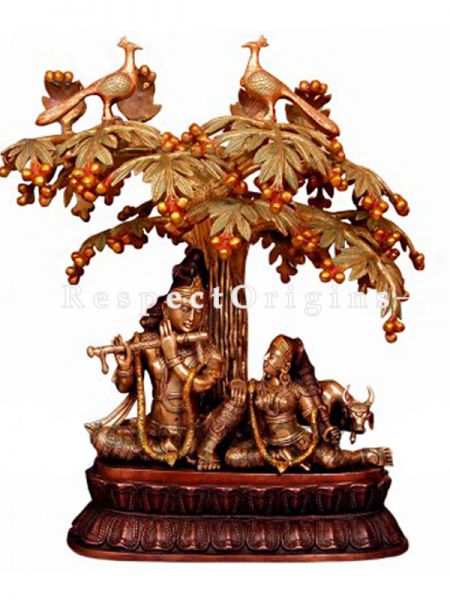 Buy Handcrafted Radha Krishna Under Tree Statue Brass28 Inches at RespectOrigins.com