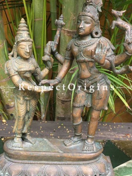 Buy Bronze Lakshmi & Vishnu Statue on an Oval Three-tiered Base At RespectOriigns.com