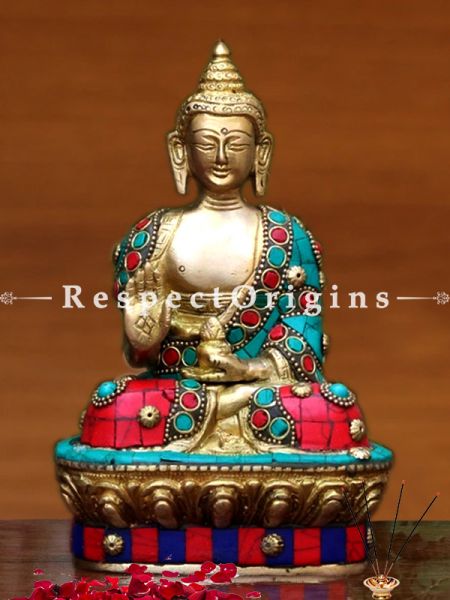 Buy Lord Buddha Idol Buddha Statue Sculpture Turquoise Stone Decorative Showpiece 7 X 4.3 Inches at RespectOrigins.com