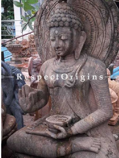Buy Stately Buddha Large Stone Statue in Abhaya Mudra for Landscape or indoors.; 5 Feet At RespectOriigns.com