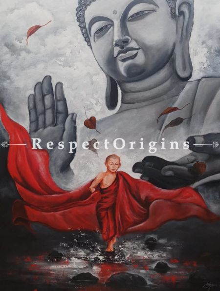 Original art|wall Arts| Blank & White Buddha Indian Painting at RespectOrigins