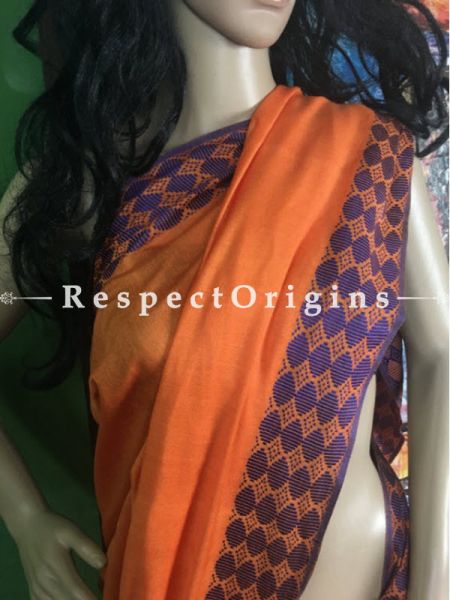 Buy Chanderi orange Cotton Sarees Online; RespectOrigins.com