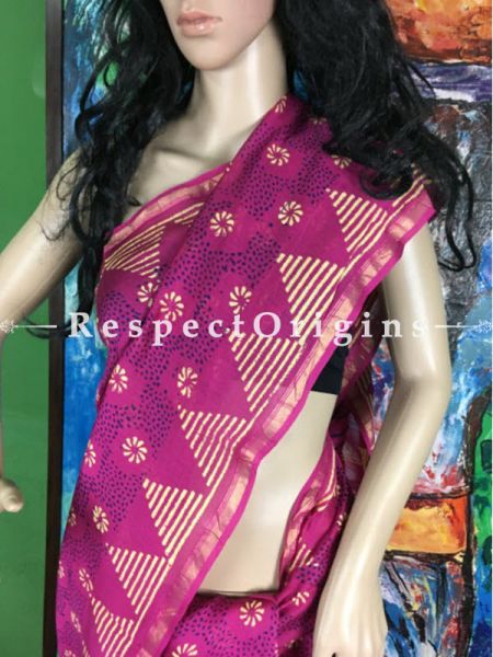 Buy Chanderi Pink Cotton Sarees Online; RespectOrigins.com