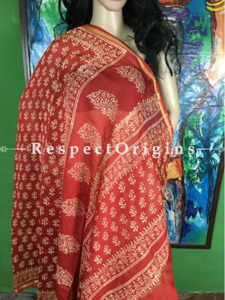 Buy Chanderi Red Cotton Sarees Online; RespectOrigins.com