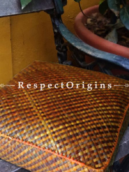 Buy Handcrafted Square Shape Floor Cushion; Screw Pine Leaf; Brown; Ecofriendly At RespectOrigins.com