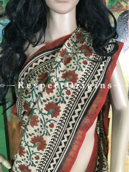 Buy Chanderi Sarees, Handcrafted, Chanderi Beige & Brown Silk Sarees; RespectOrigins.com