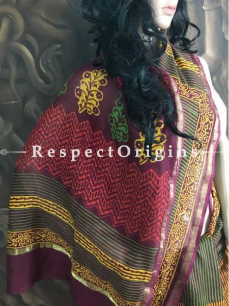 Buy Chanderi Sarees, Handcrafted, Chanderi Red Cotton Silk Sarees; RespectOrigins.com