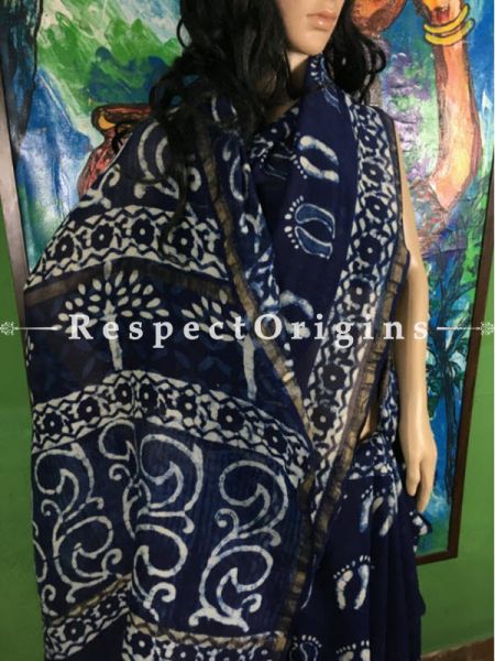 Buy indigo; Chanderi Sarees Online; RespectOrigins.com
