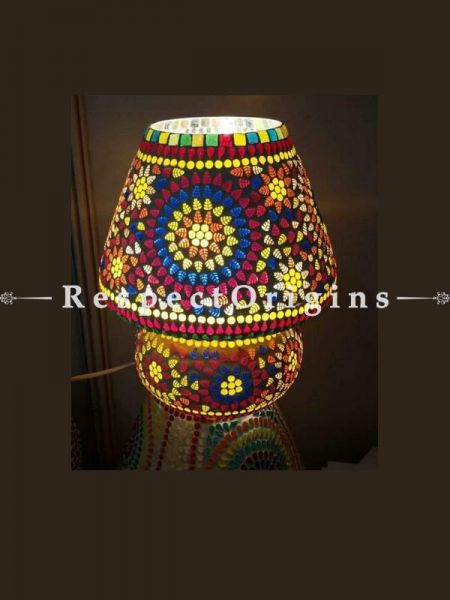 Beautiful Handcrafted Radiant Blue Pottery Electric Desk Table Lantern Lamp for Home Decor; 12 Inch; RespectOrigins.com