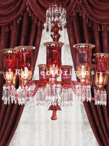 Buy Garnet and Gold Handcrafted and Hand-painted Gorgeous 12-Arm Chandelier Light At RespectOriigns.com