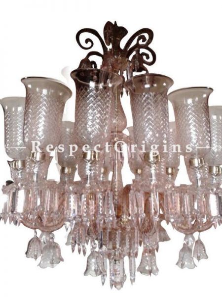 Buy Champagne Pink Glass Chandelier Lamp; 12 Lights At RespectOriigns.com